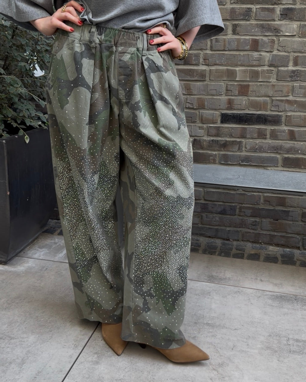 Camouflage Hose mit Strassdetails