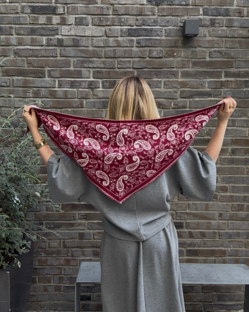 Paisley Triangle Schal Mini bordeaux