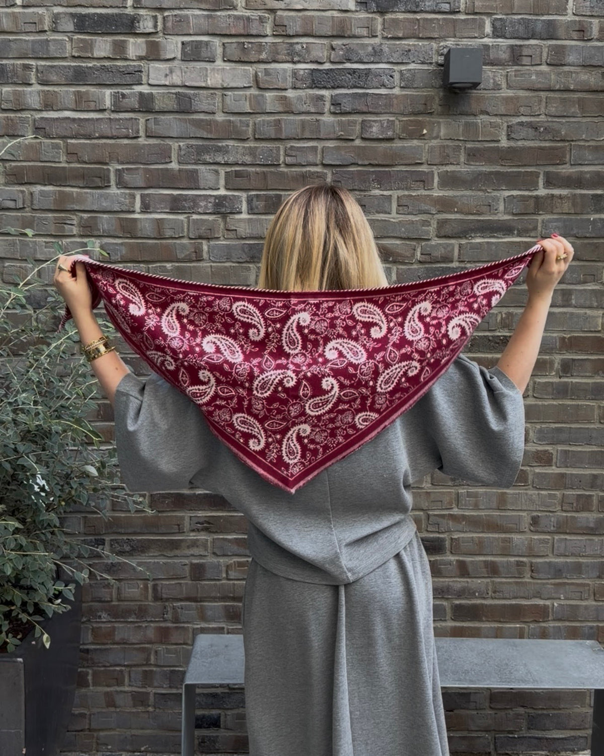 Paisley Triangle Schal Mini bordeaux