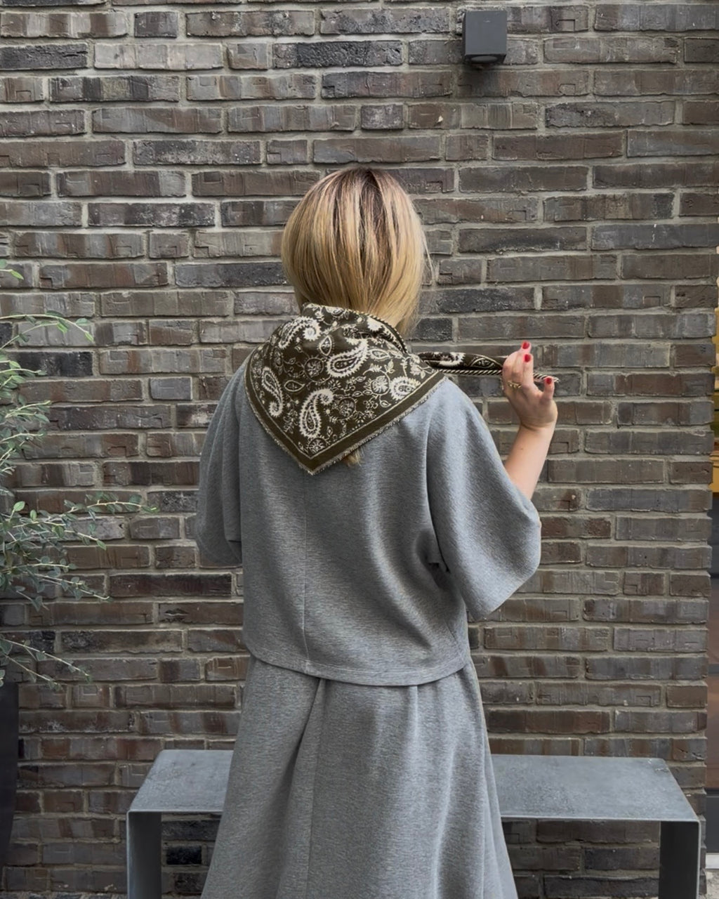 Paisley Triangle Schal Mini oliv