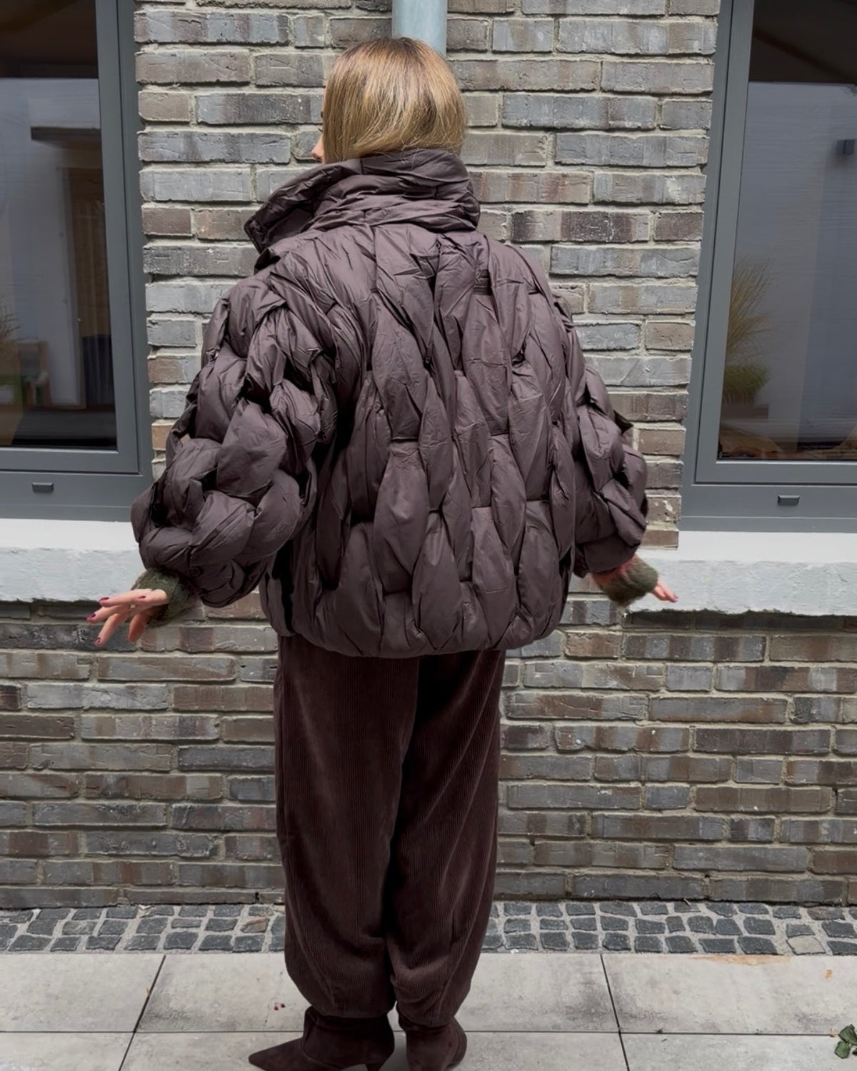 Pufferjacke 'Ge1flochten' braun