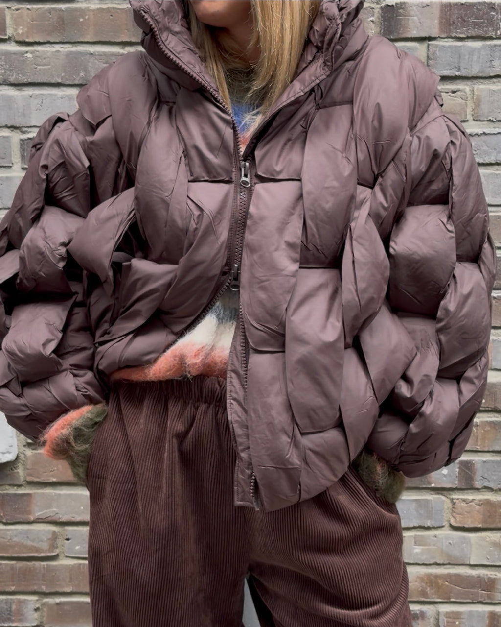 Pufferjacke 'Ge1flochten' braun