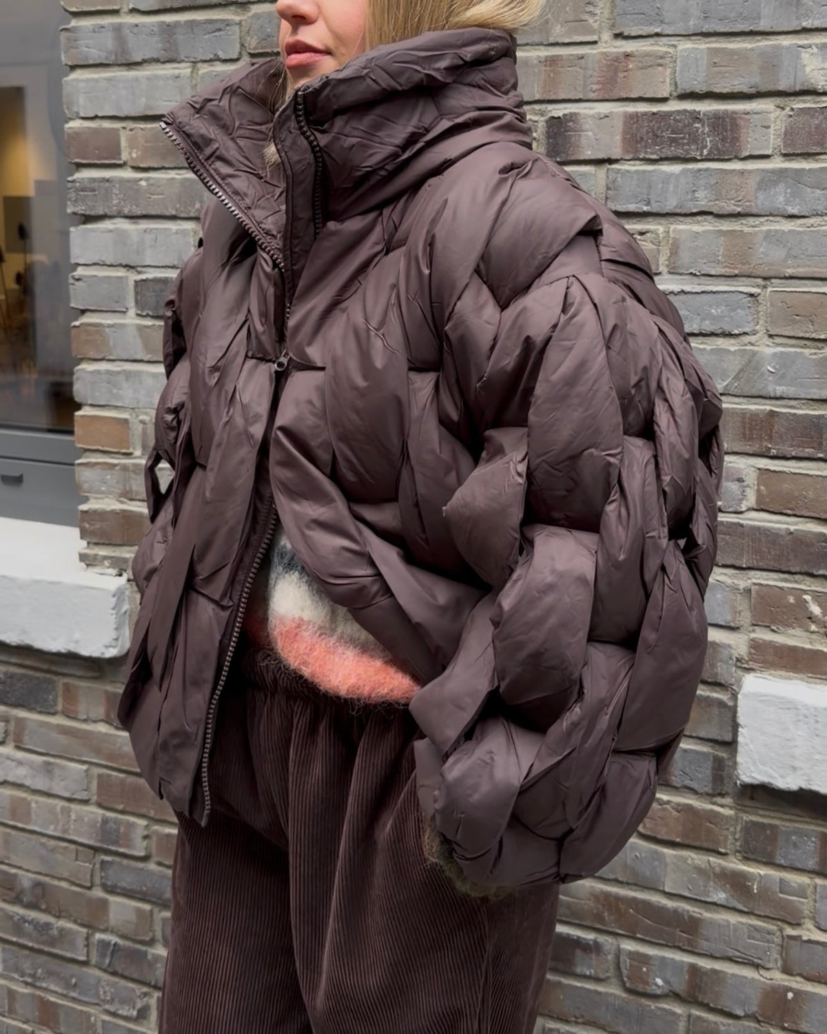 Pufferjacke 'Ge1flochten' braun