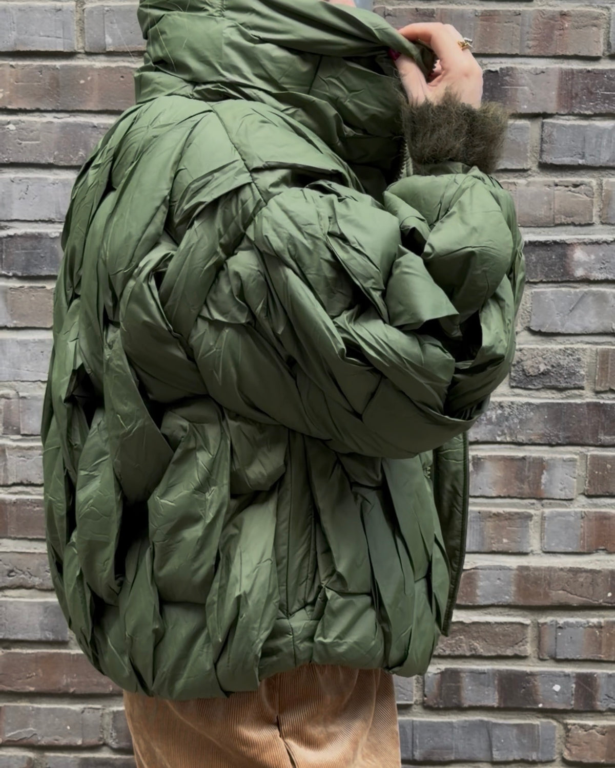 Pufferjacke 'Ge1flochten' grün