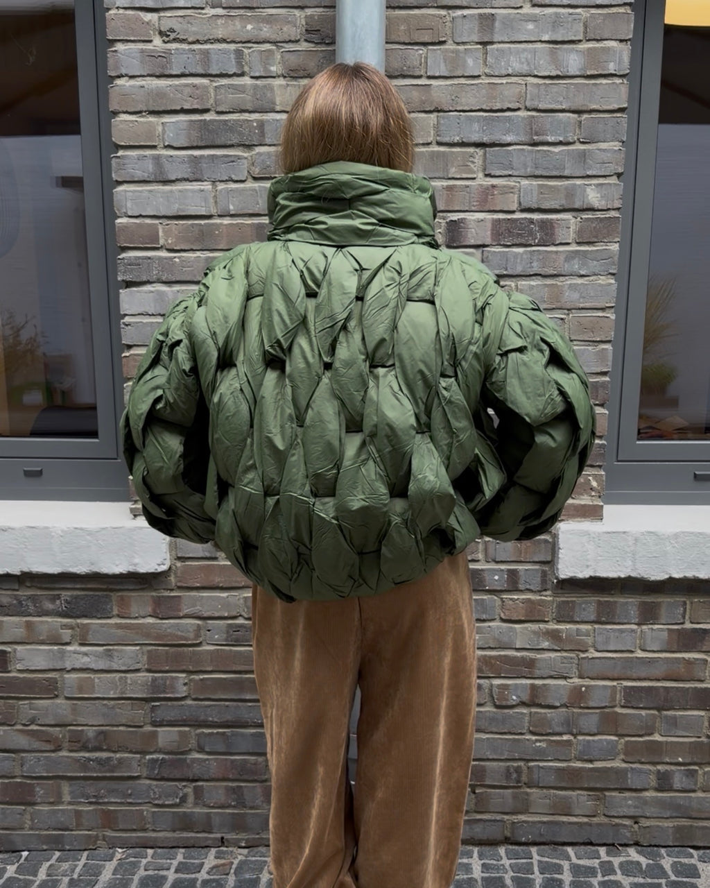 Pufferjacke 'Ge1flochten' grün