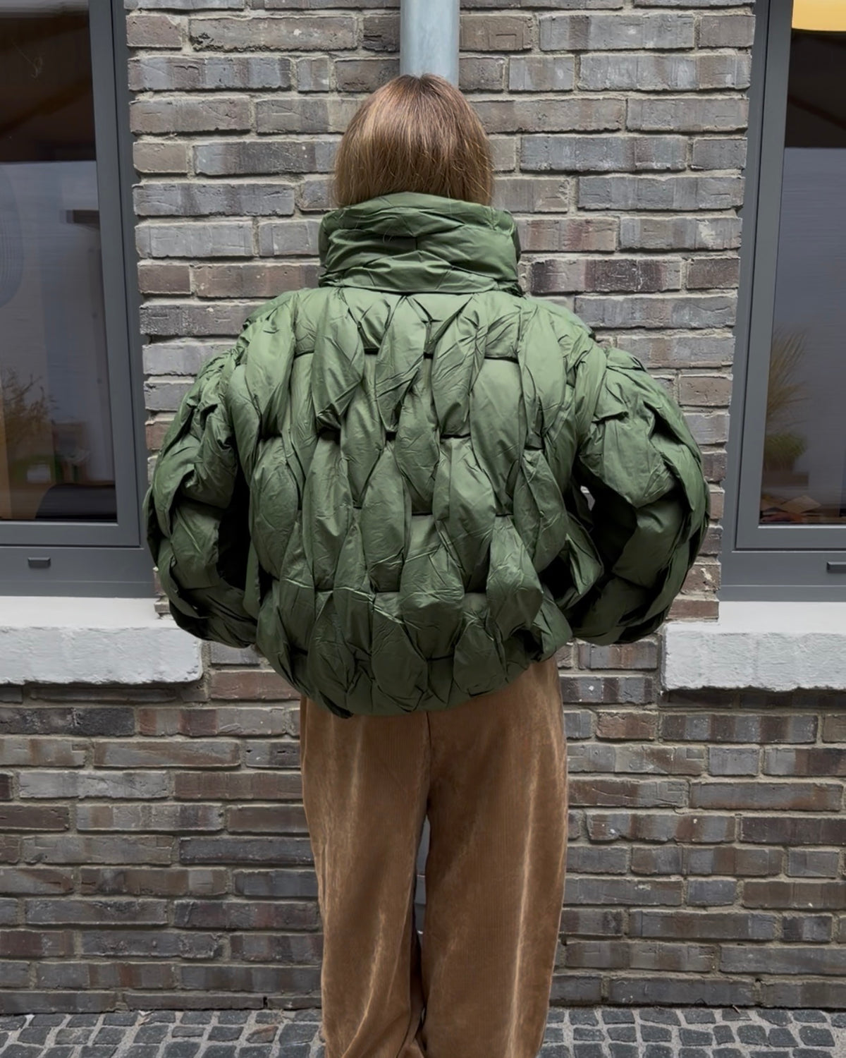 Pufferjacke 'Ge1flochten' grün