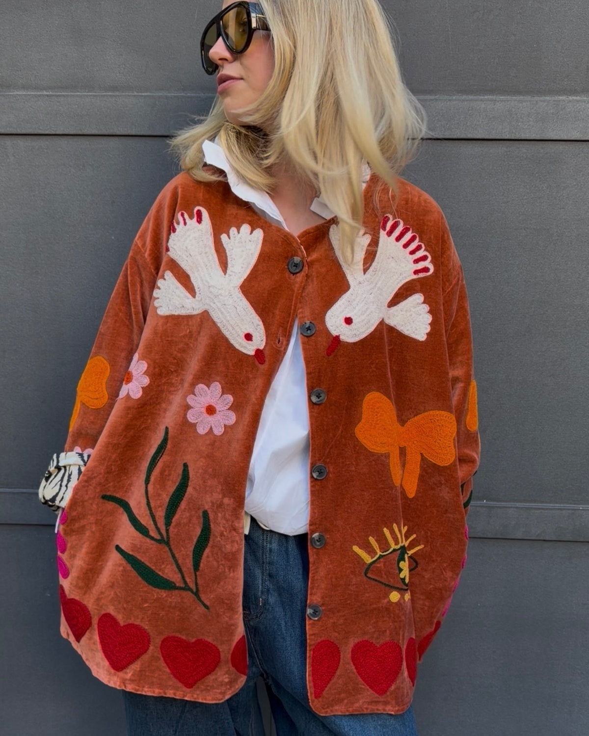 Samtjacke 'Birds of Love'
