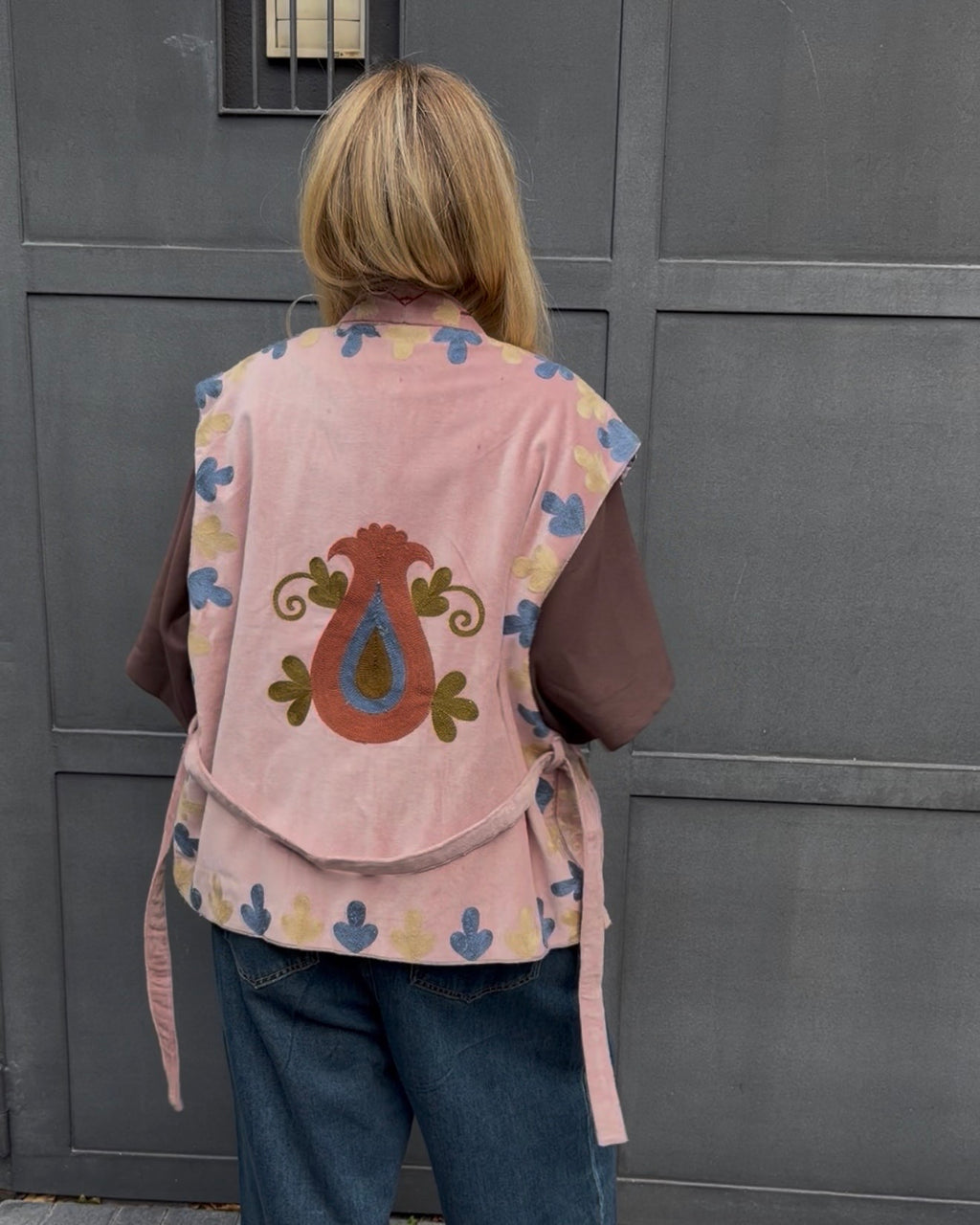 Samtweste 'Paisley' rosa