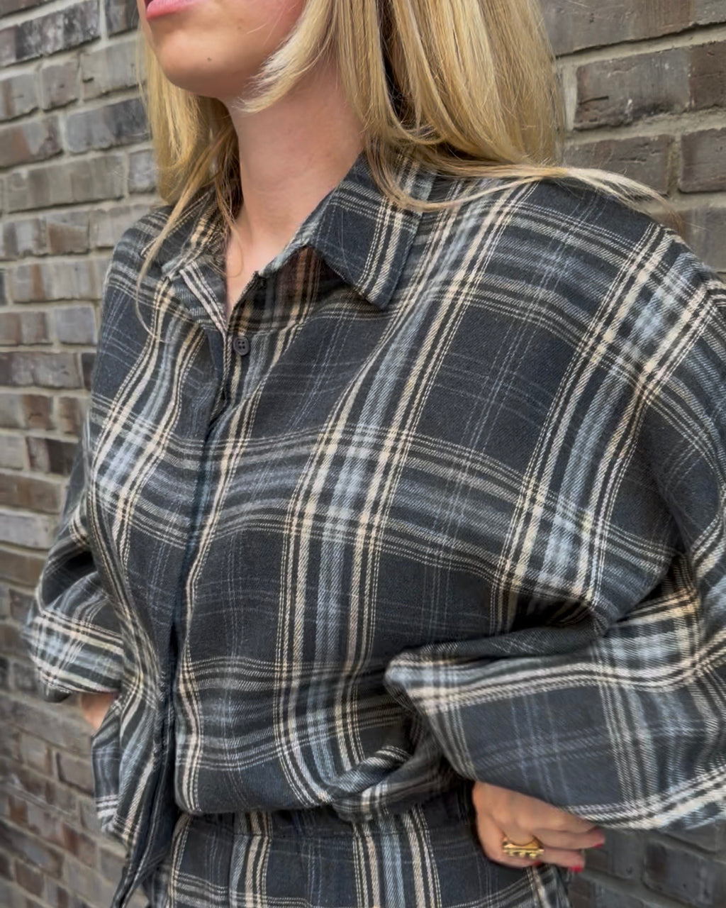 Bluse 'The Check' grau