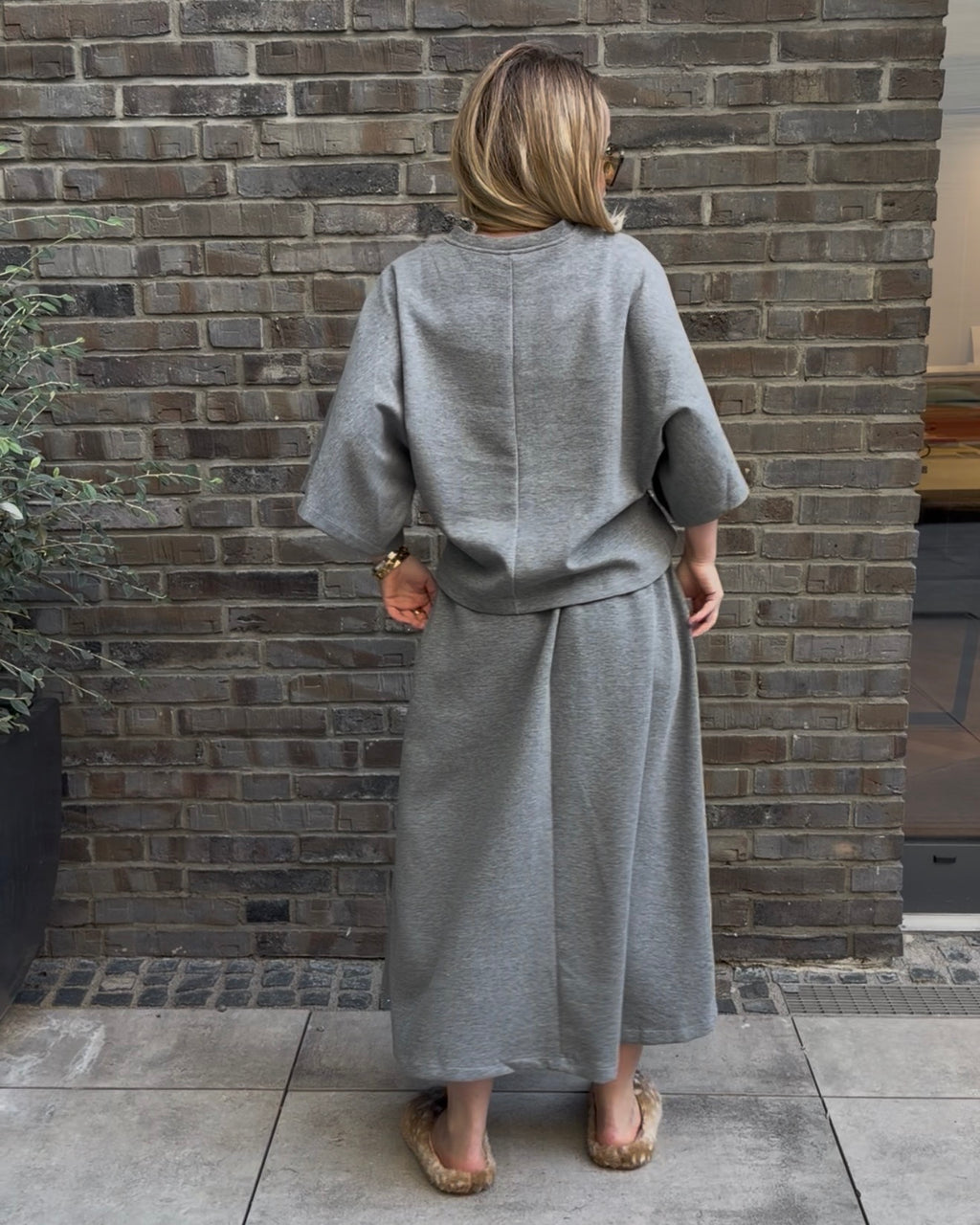 Sweatshirt mit Rundhals grau