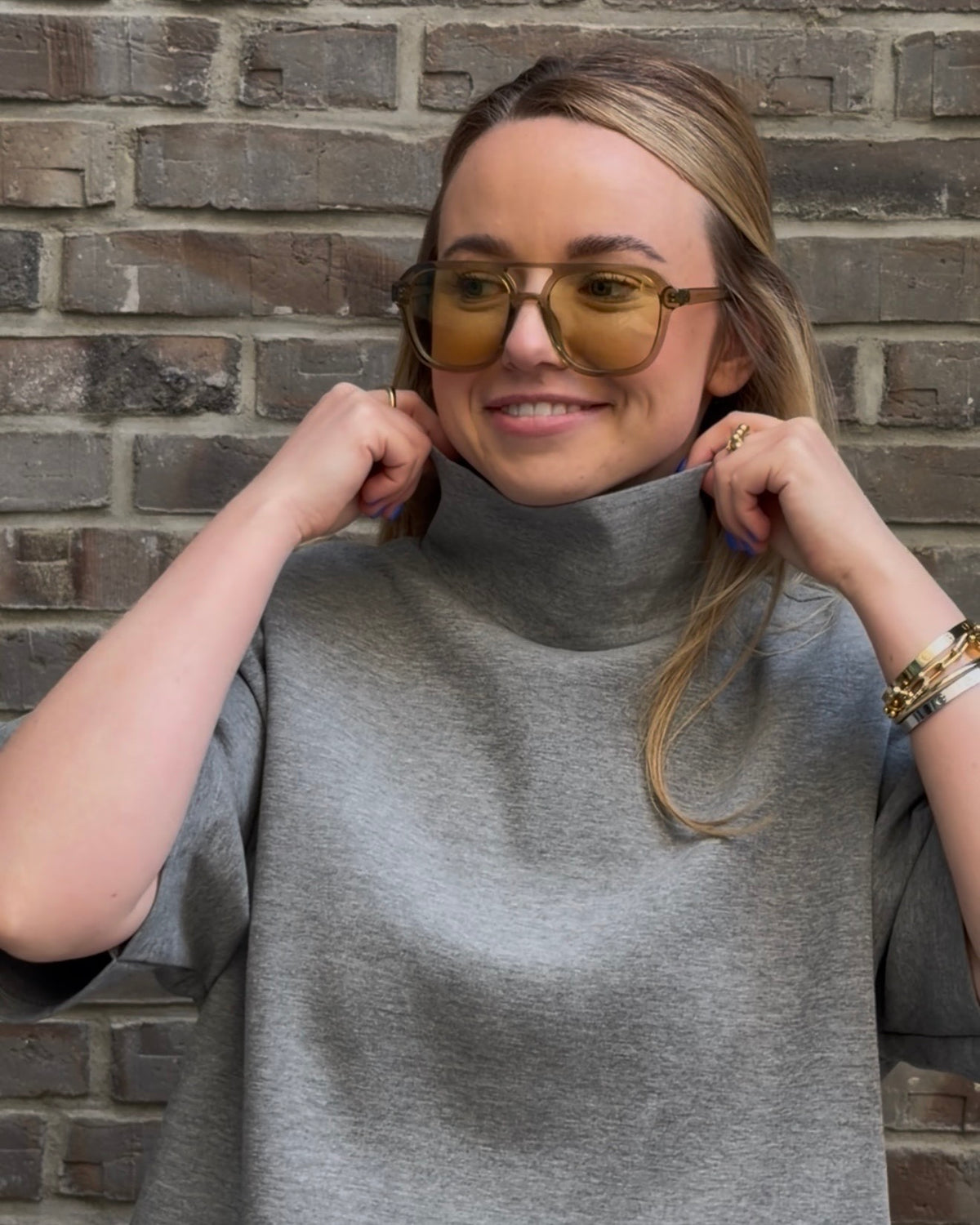 Sweatshirt mit Stehkragen grau