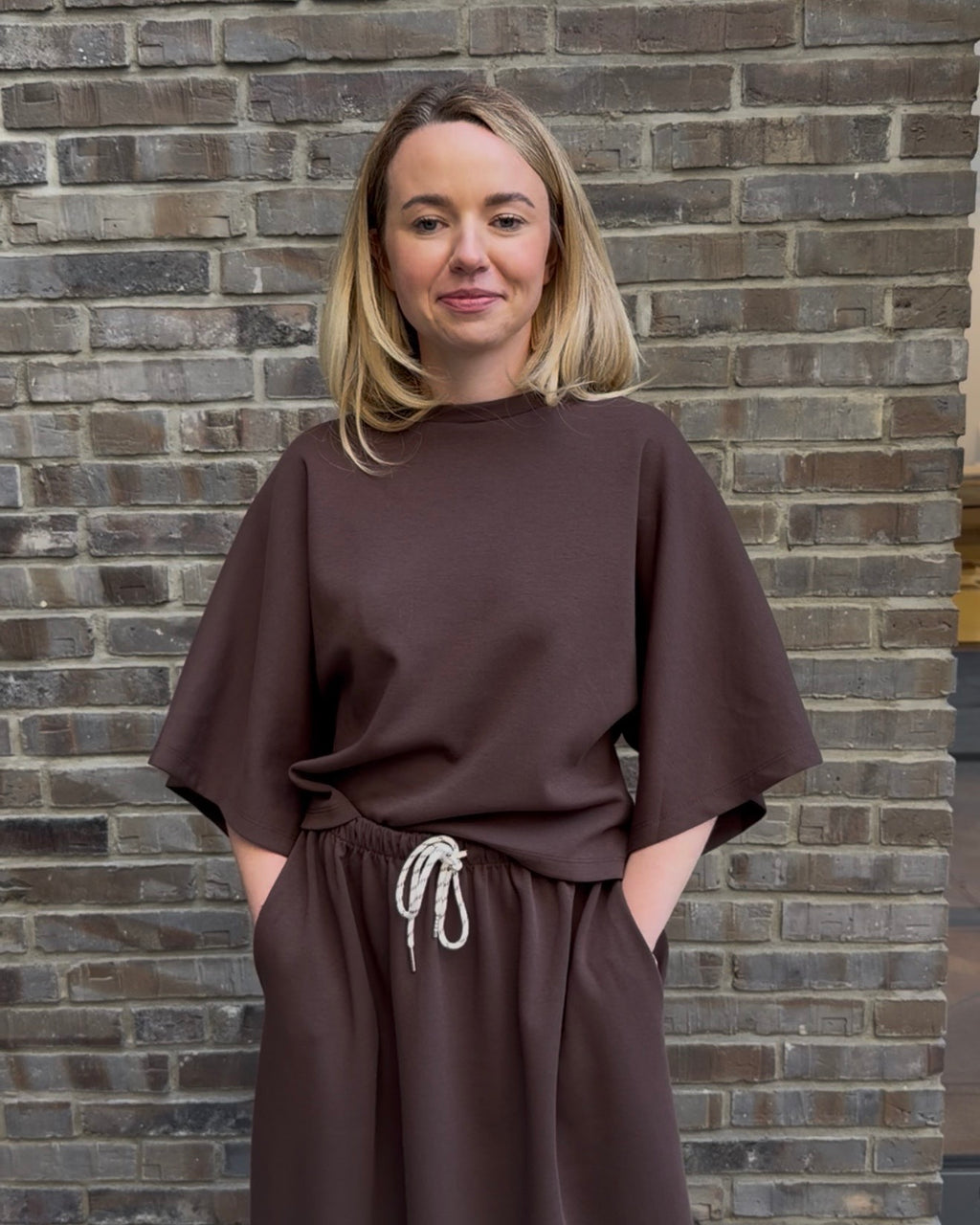 Sweatshirt mit Rundhals braun