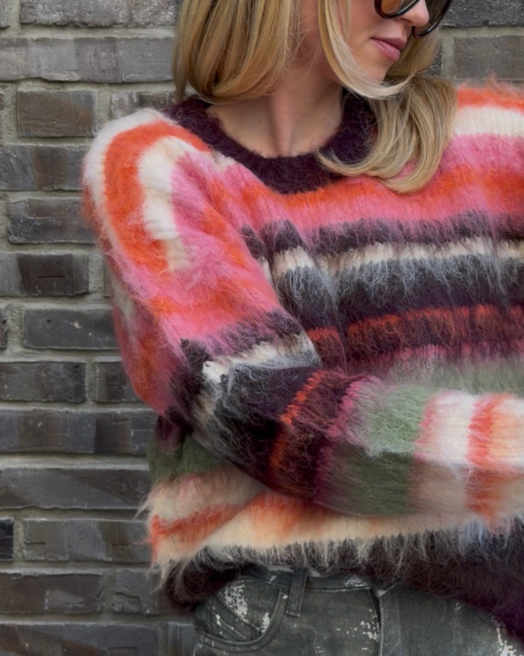 Strickpullover 'Fluffy' short pink