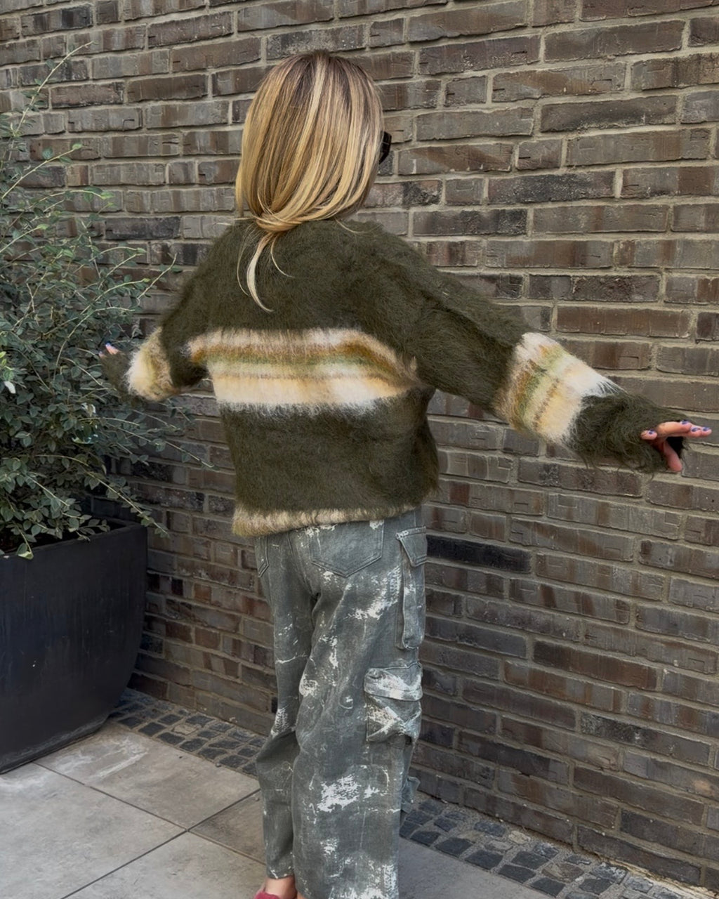Strickpullover 'Fluffy' long oliv