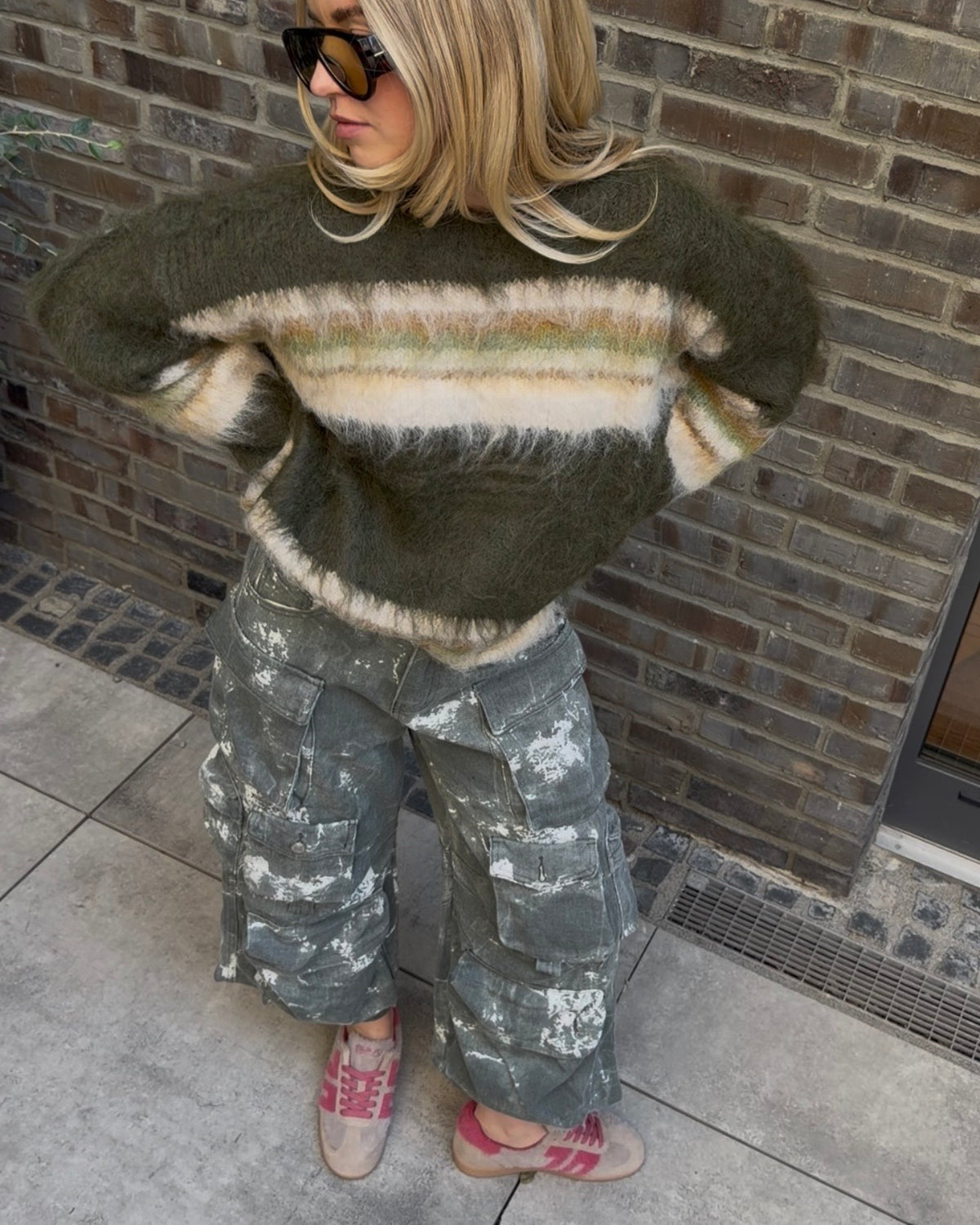 Strickpullover 'Fluffy' long oliv