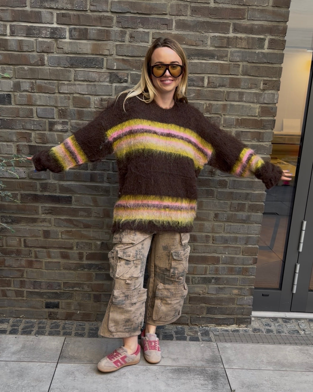 Strickpullover 'Fluffy' long braun