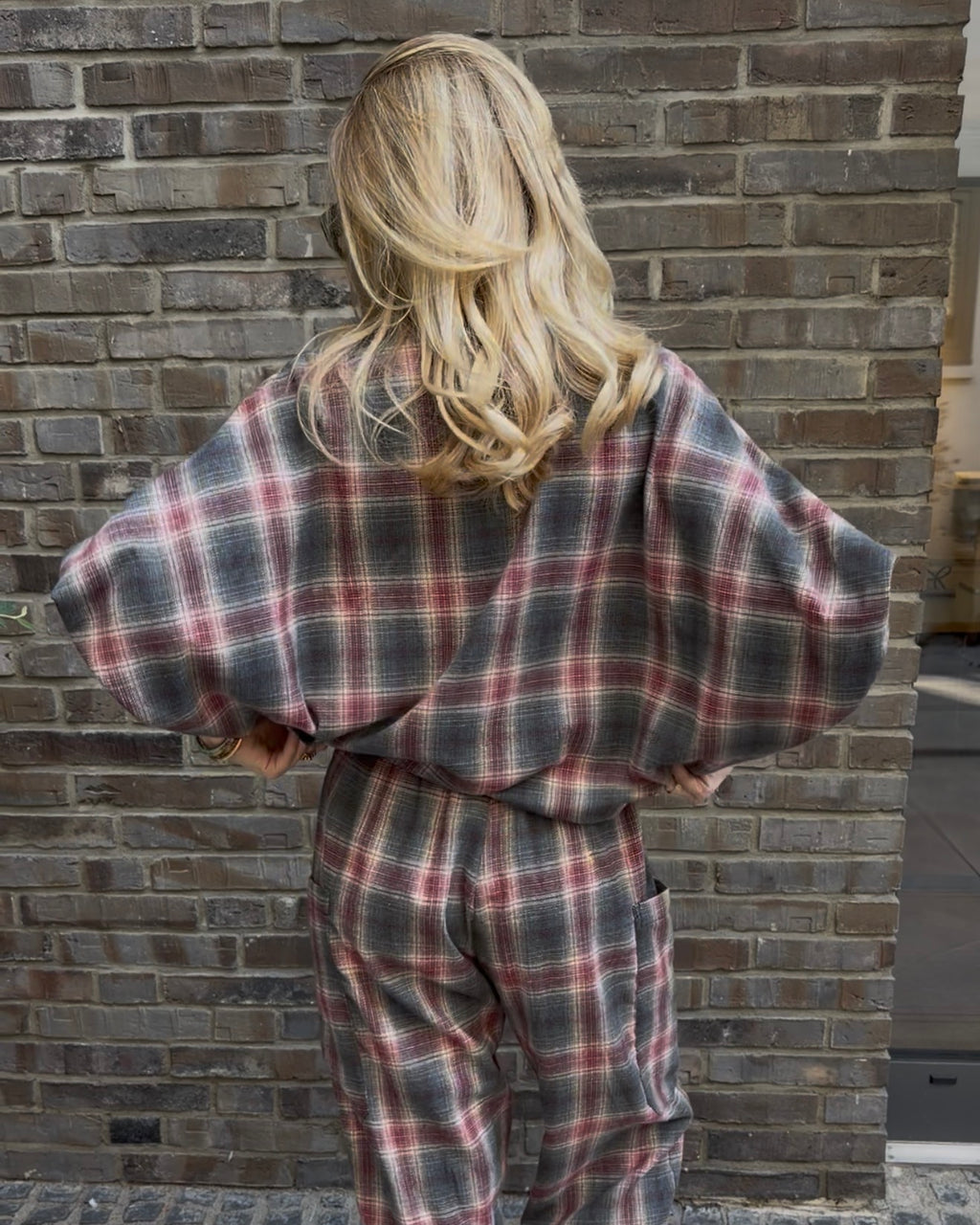 Bluse 'The Check' bordeaux