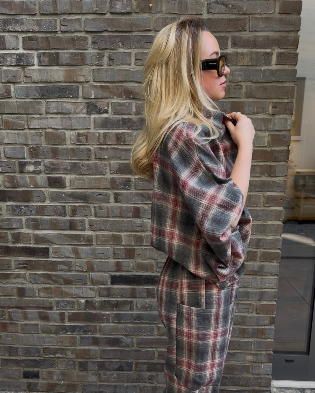 Bluse 'The Check' bordeaux