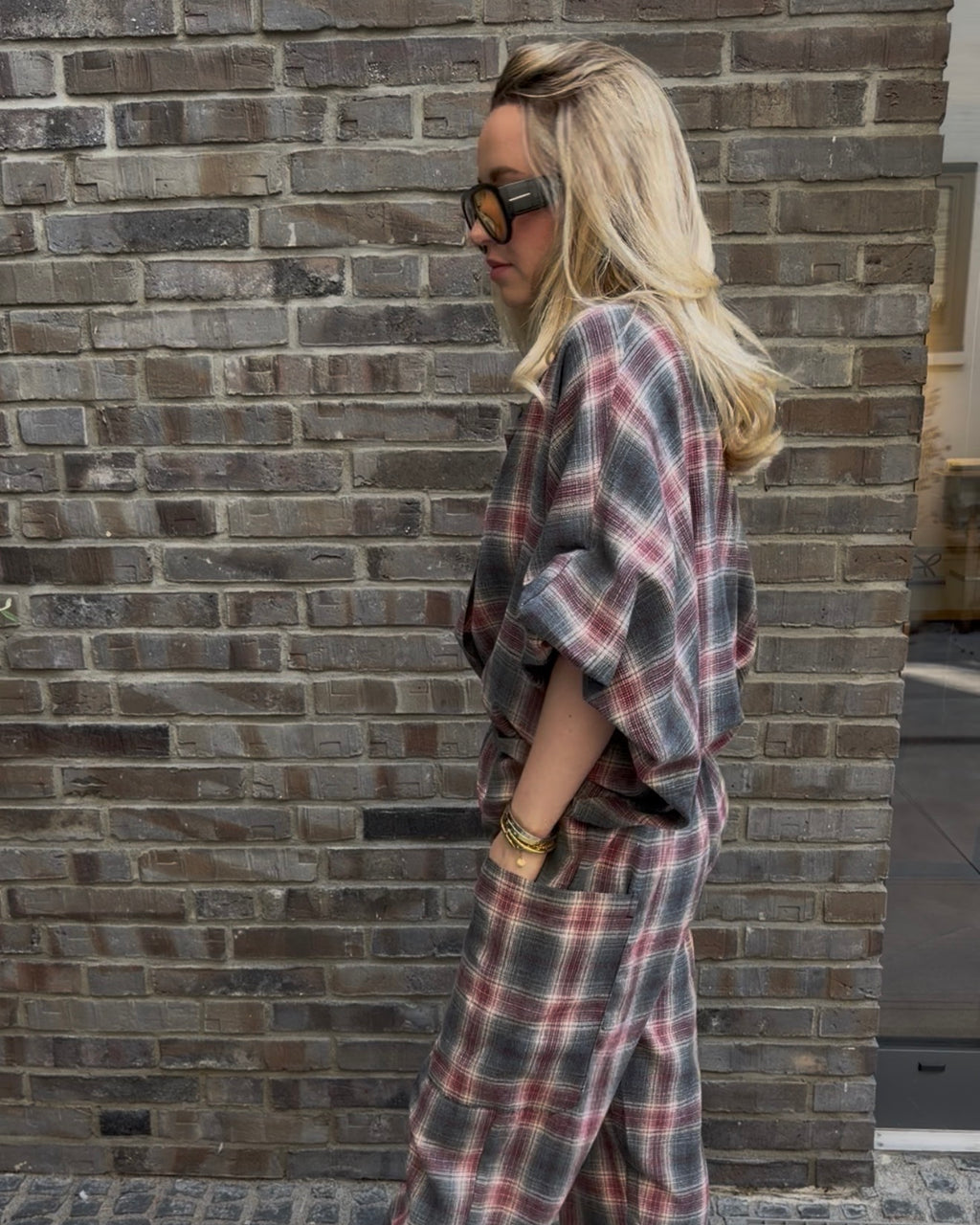 Bluse 'The Check' bordeaux