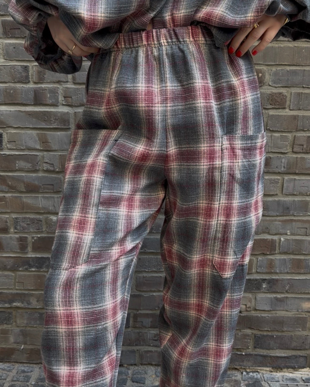 Hose 'The Check' bordeaux