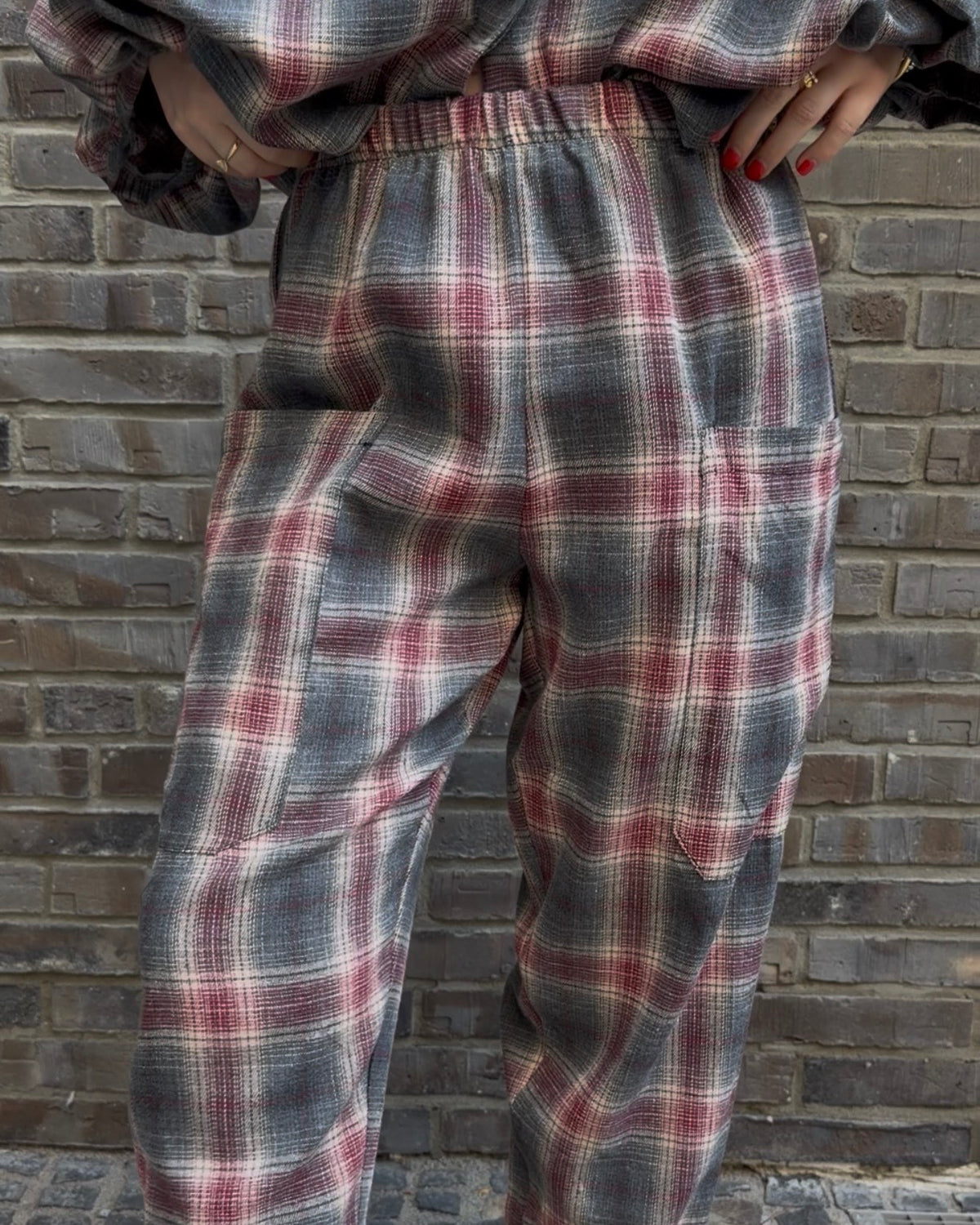 Hose 'The Check' bordeaux