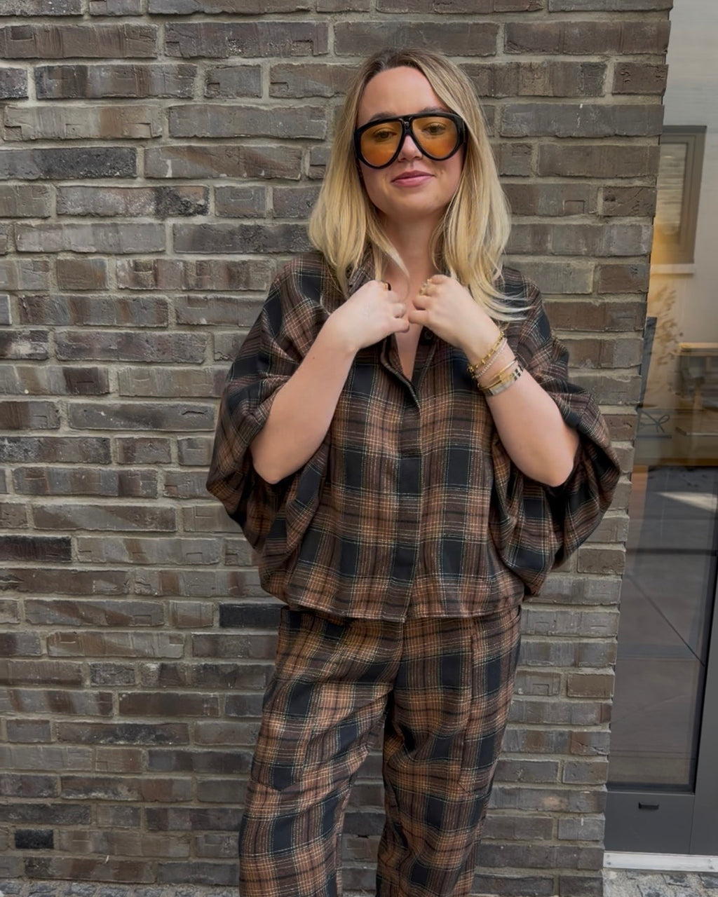 Bluse 'The Check' braun