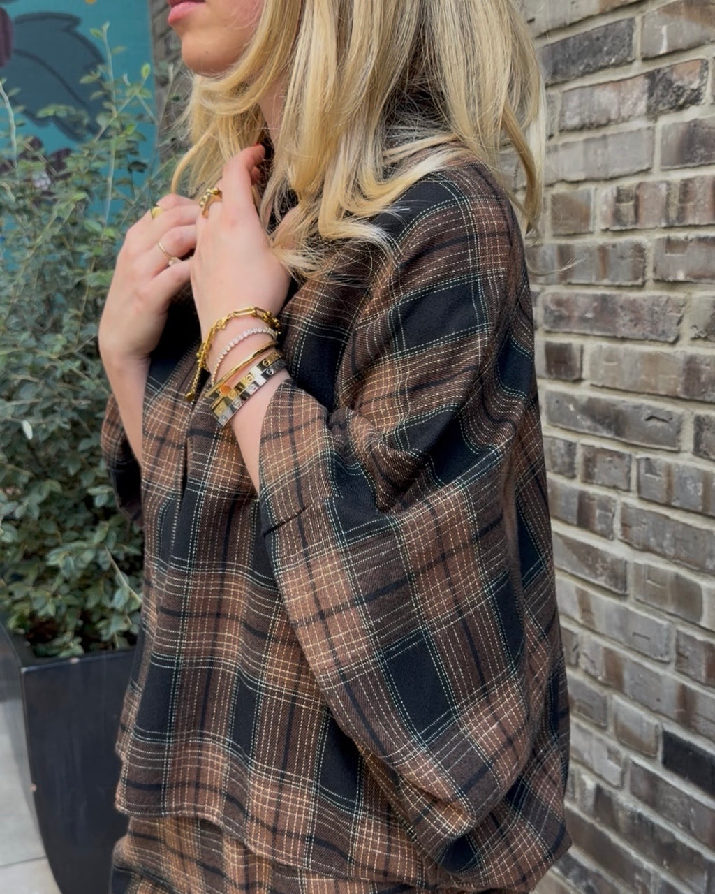 Bluse 'The Check' braun